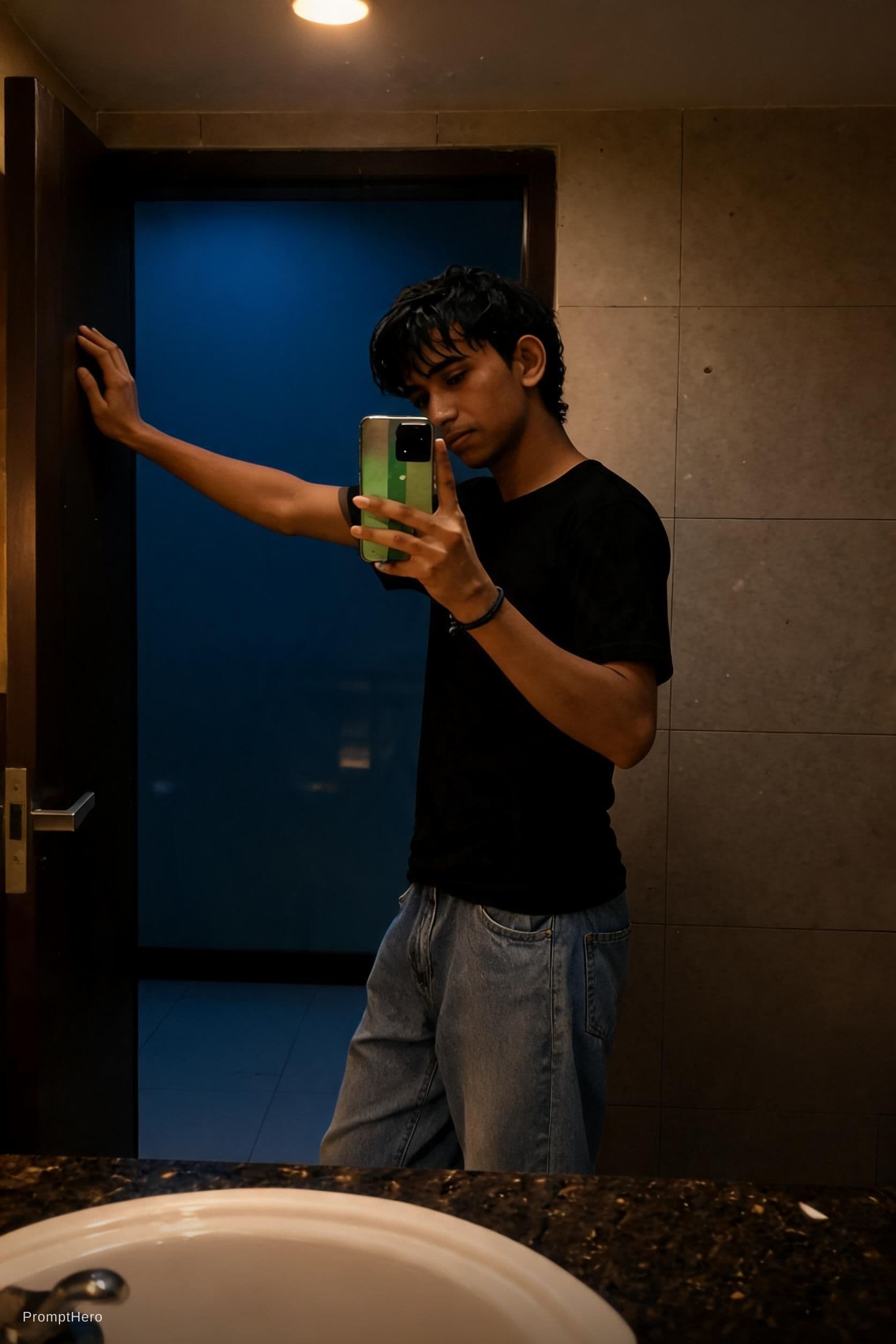 AI generated: Create a night vibes photo and different pose 
