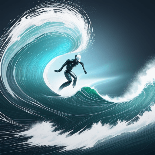 AI generated: Design a brandable image that depicts a digital wave embodying the power of artificial intelligence,...