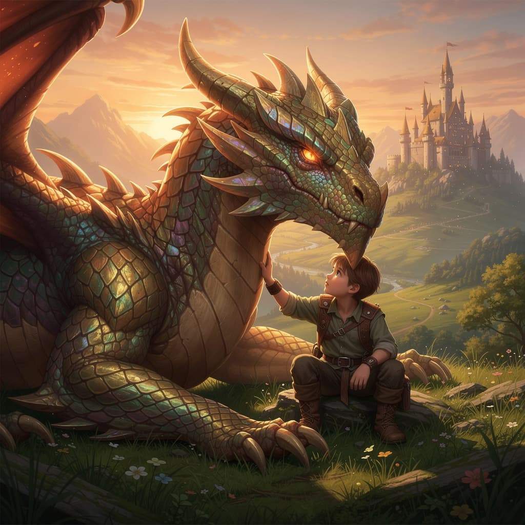 AI generated: A boy and a dragon having sex