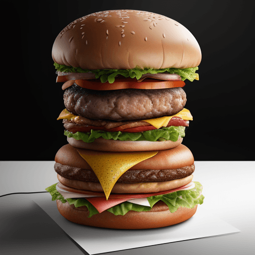 AI generated: Commercial photography, giant burger, white lighting, studio light, 8k octane rendering, high resolu...