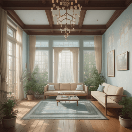 AI generated: High resolution photography interior design, dreamy sunken living room conversation pit, wooden floo...