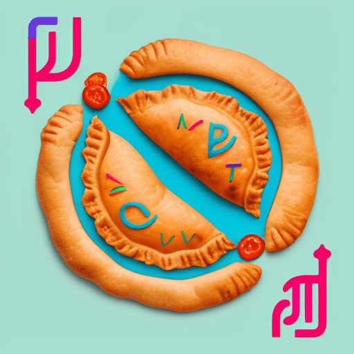 AI generated: Infuse creativity by merging an abstract representation of an empanada with the initials "J & P". Sh...