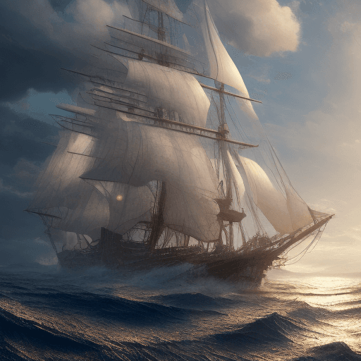 AI generated: Photo of a ultra realistic sailing ship, dramatic light, pale sunrise, cinematic lighting, battered,...
