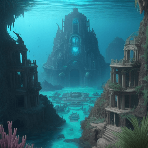 AI generated: lost city of Atlantis underwater, Unreal Engine, hyper realistic, 4K, Magical, Highly Detailed, ar 2...