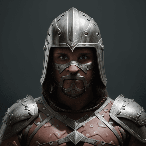AI generated: Male barbarian warrior, gladiator, not human, glowing eyes, facing camera, finely detailed and full ...