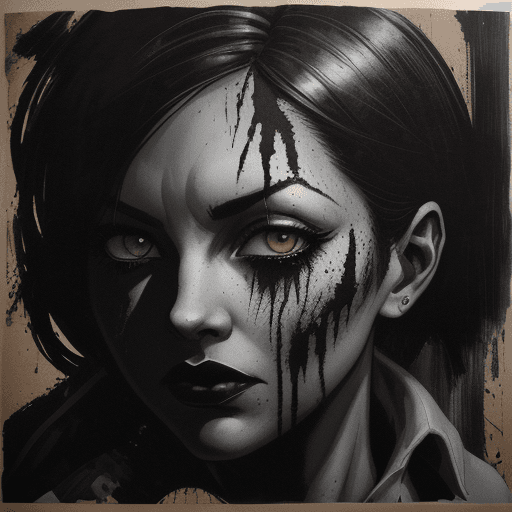 AI generated:  a print of an eye splashed with paint and stains on brown paper, in the style of noir comic art, go...