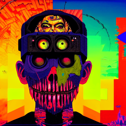 AI generated: horroglitchcore Epic obito from the parallel world in complementary colors, in the style of glitchco...