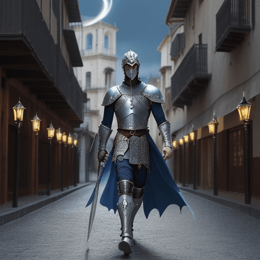 AI generated: hombre medieval de espalda, armadura de dios, espada en mano, sin casco, runas, palabras griegas, ca...
