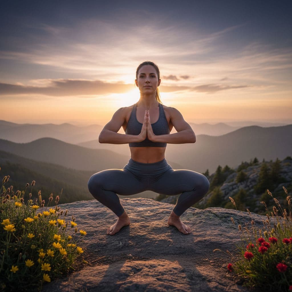 AI generated: Nufemale yoga squats 