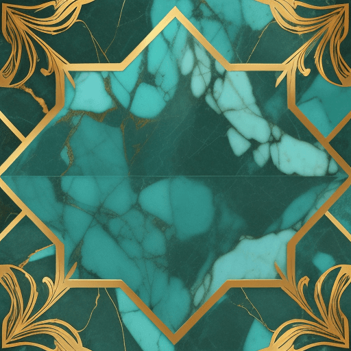 AI generated: Turquoise stained marble with gold colored veins. background pattern texture, art work, natural ston...