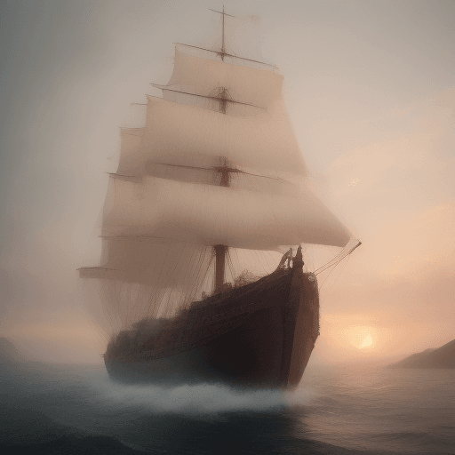 AI generated: Photo of a ultra realistic sailing ship, dramatic light, pale sunrise, cinematic lighting, battered,...