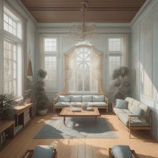 AI generated: High resolution photography interior design, dreamy sunken living room conversation pit, wooden floo...