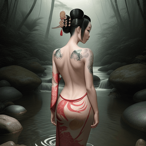 AI generated: create a digital painting of an elegant Japanese Geisha woman. She’ll be covered in embossed traditi...