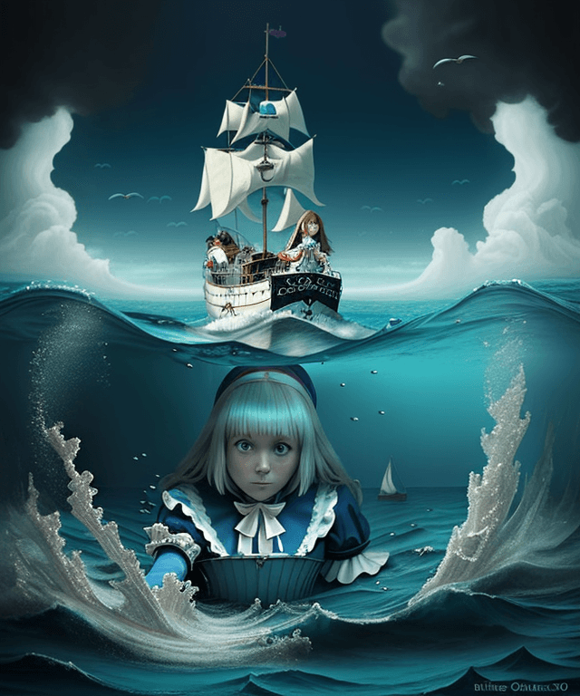 AI generated: alice sinking in an ocean