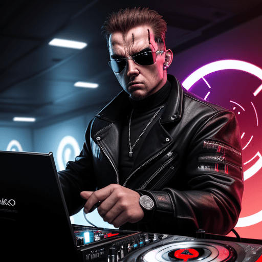 AI generated: Dj Skaos with a terminator look
