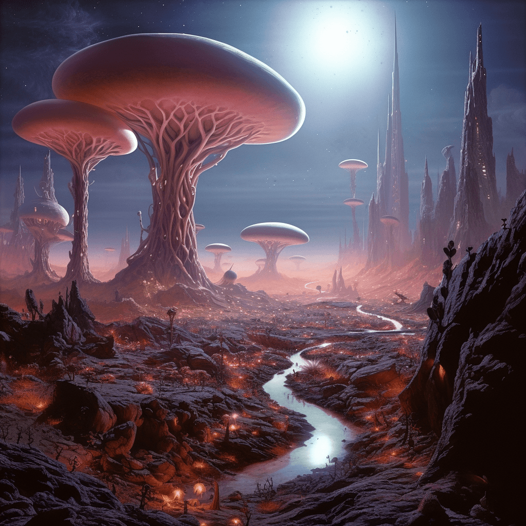 AI generated: Alien planet, Alien life