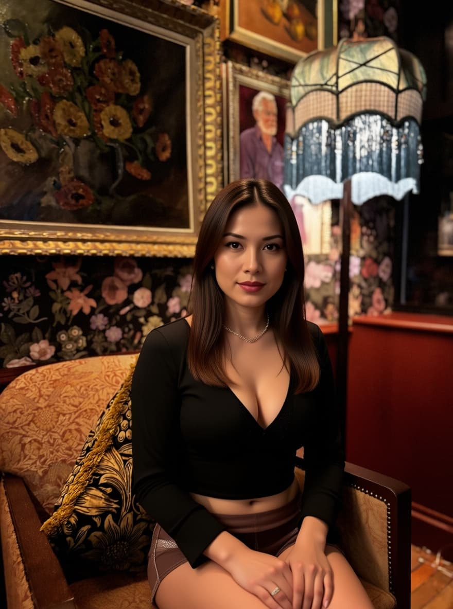 AI generated: beautiful filipina  sat in only her underwear