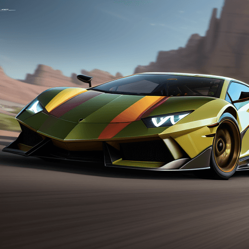 AI generated: cinematic CG 8k wallpaper, action scene from Hot Wheels tabletop racing game, from Forza Horizon 5, ...
