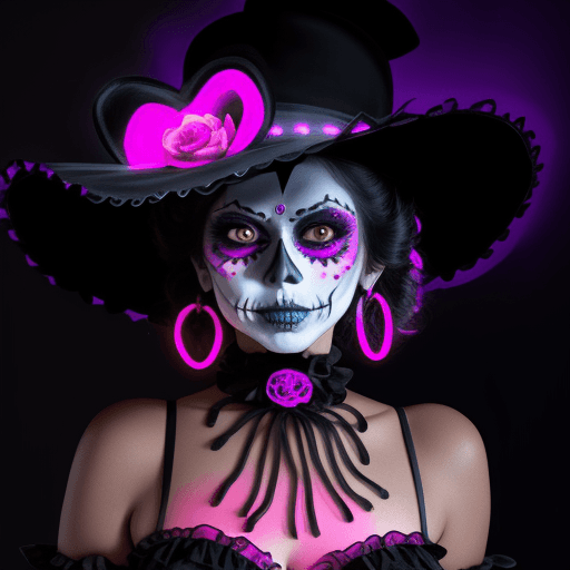 AI generated: 
catrina mexicana con humo neon 
