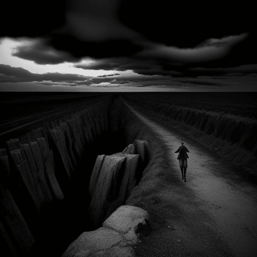 AI generated: photo of really dark landscape, inspired in the manga blame!, with a really menacing atmosphere, all...