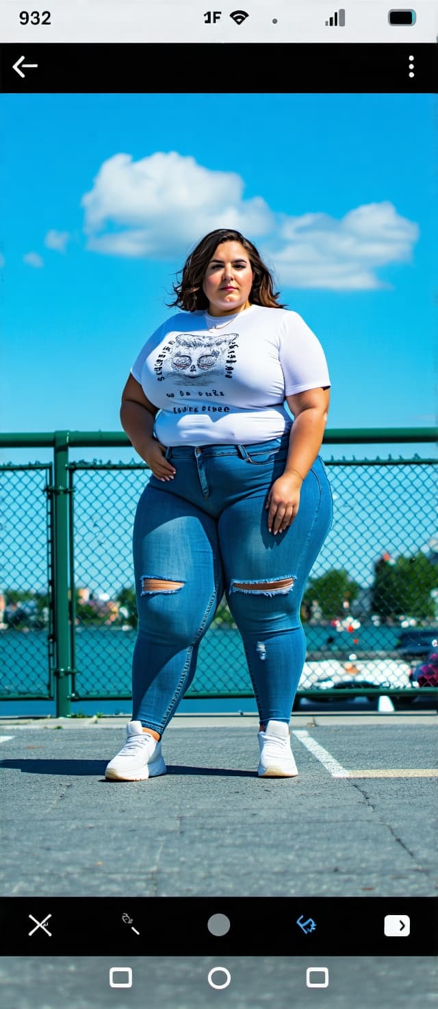 AI generated: Looking fat body with t shirt,big boobs curvy