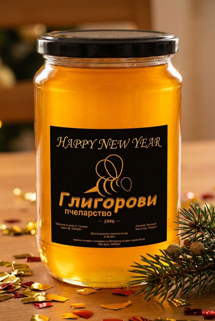 AI generated: Jar of honey, Happy New Year, 