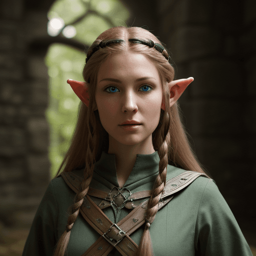 AI generated: Ultra high resolution photography of a medieval, female, Elven, Scout
