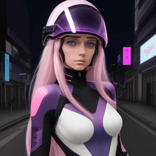 AI generated: pink, purple, blue and black. bealtiful woman with long  hair with the shade dark purple and dark bl...