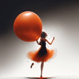 AI generated: a painting of a girl holding a red balloon, in the style of dynamic energy flow, beautifully texture...