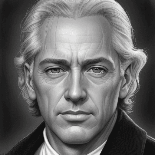 AI generated: portrait of a 50 year man, pretty, 30s style, hyper realistic, 
black and white drawing, digital pai...