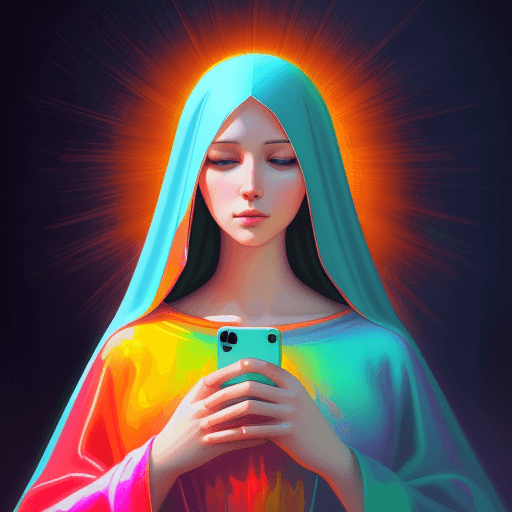 AI generated: virgin mary, vibrant digital painting, dreamlike digital painting, glossy digital painting, beautifu...