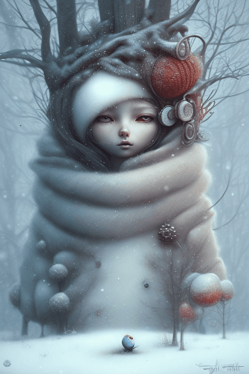 AI generated: The personification of wintertime in the style of Gabriel Pacheco <lora:add_detail:1>