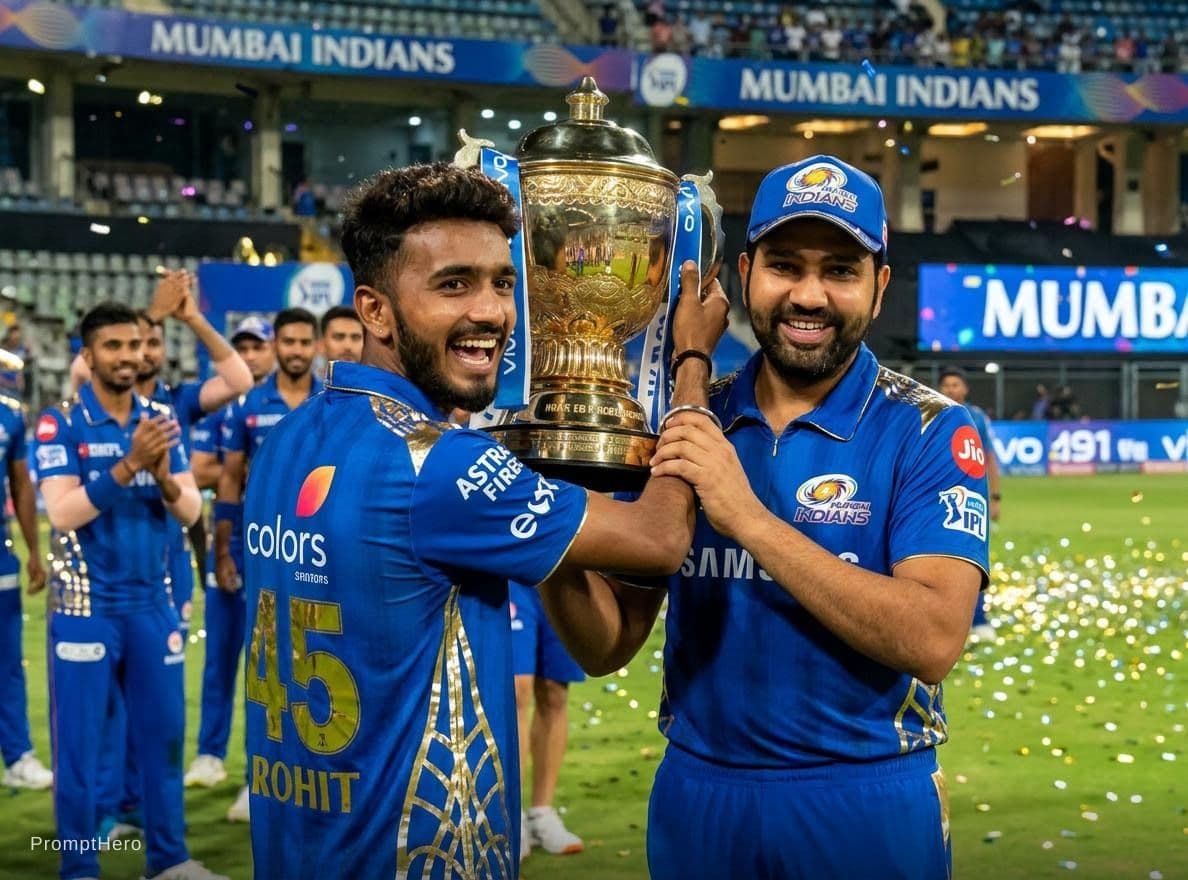 AI generated: Lifting trophy with hitman in mi