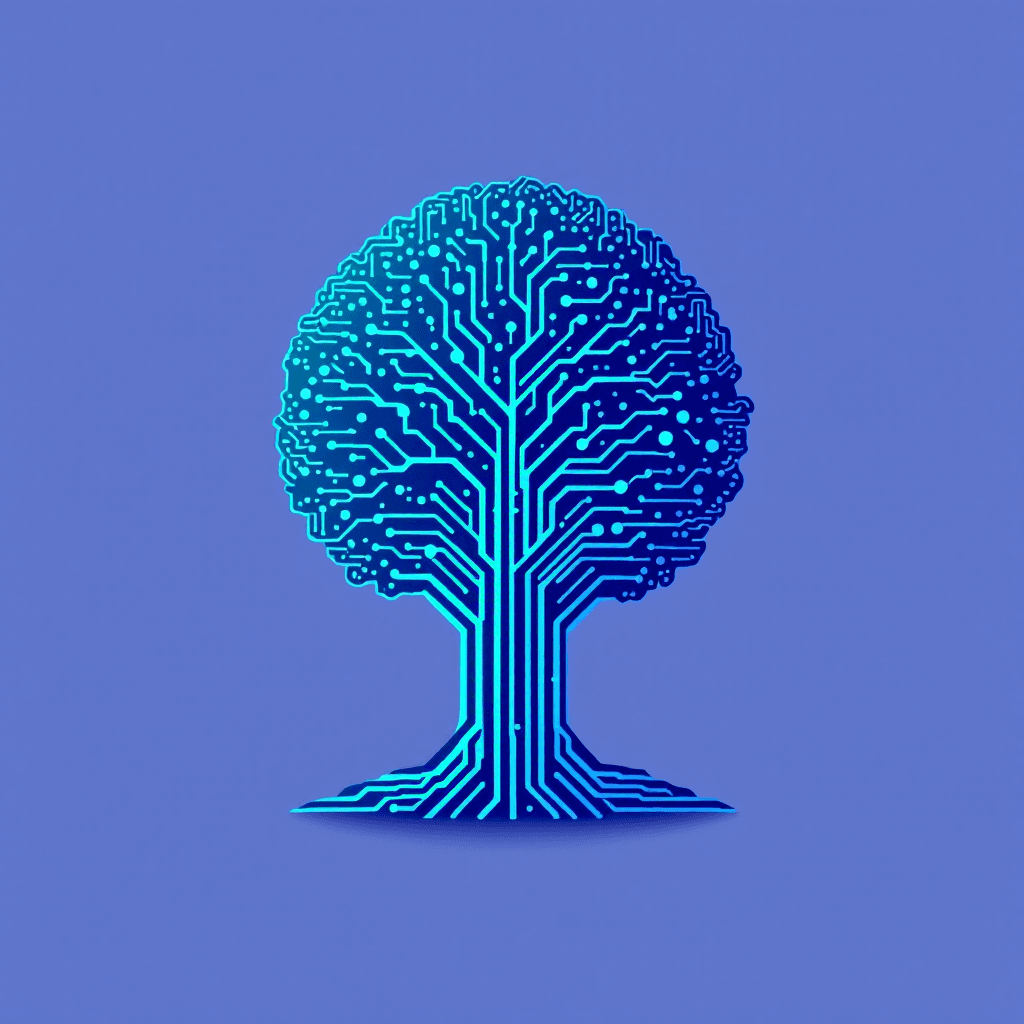 AI generated: Create an abstract icon that symbolizes the fusion of nature and technology. Incorporate elements of...