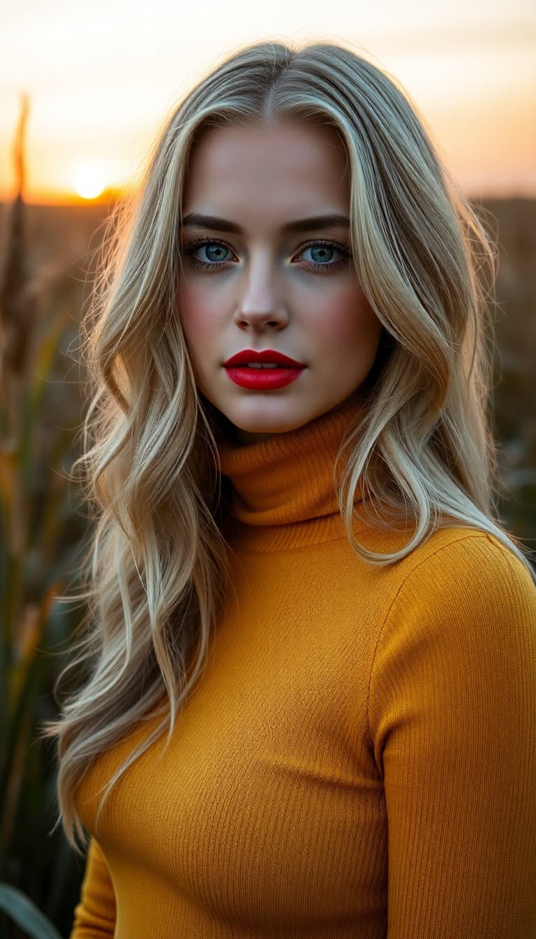 AI generated: "High resolution, head & shoulders, vertical, image, lithe supermodel, early 20's, light skin, cornf...