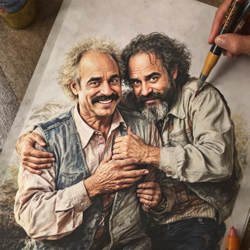 AI generated: cheech marin & tommy chong drawing  from the first movier poster