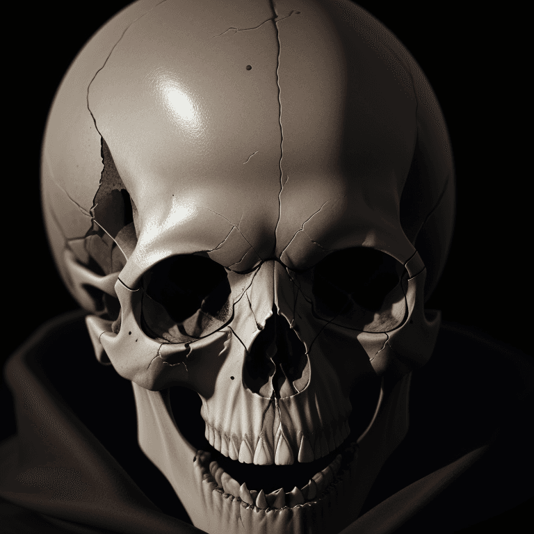 AI generated: human skull, rim light, cinematic  , 4k, hyper realistic, focused, extreme details
