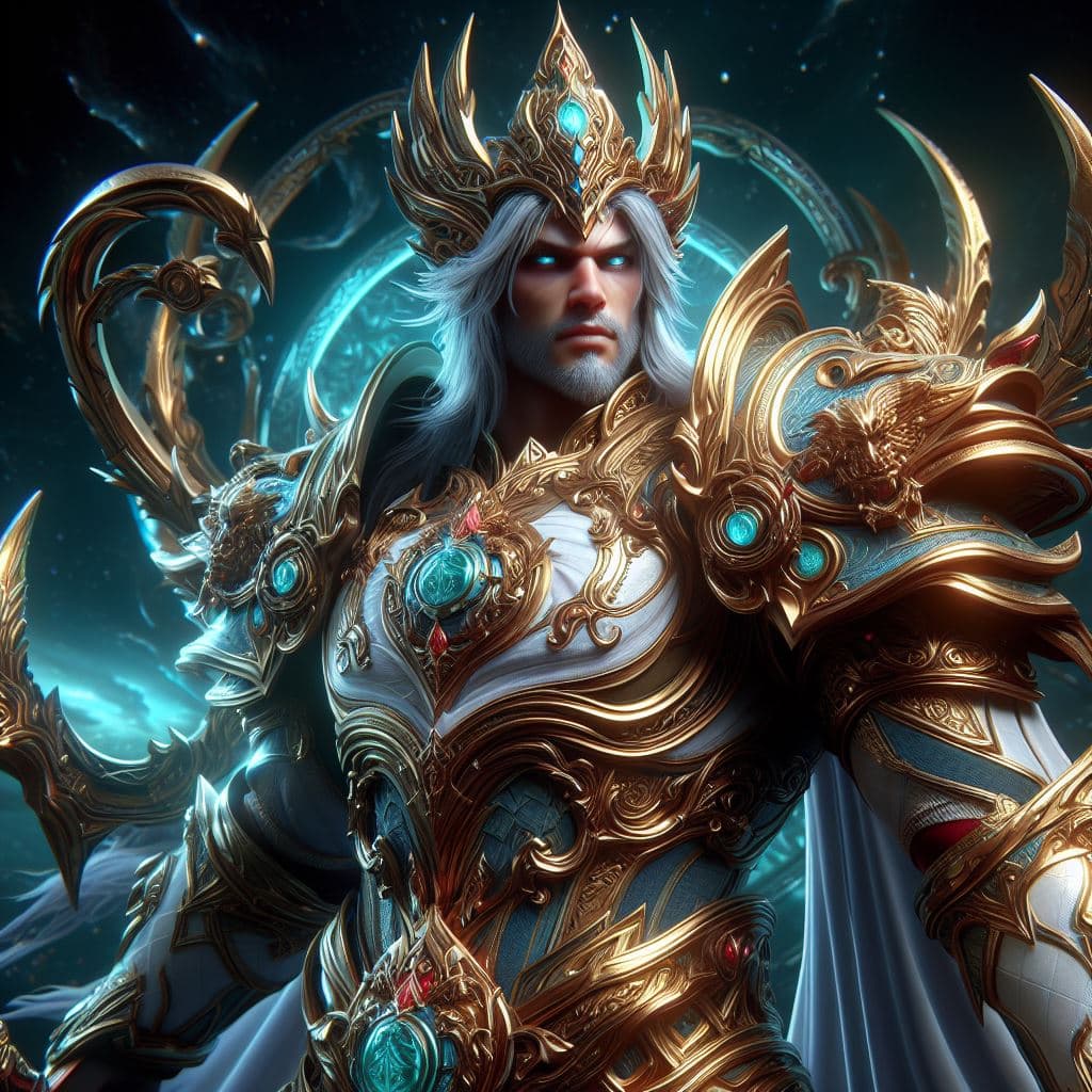 AI generated: A breathtaking, ultra-realistic 3D rendering of the legendary League of Legends champion, God-King G...