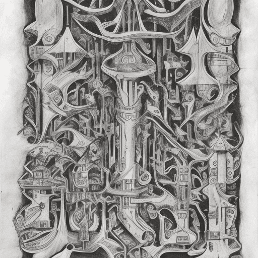AI generated: detailed with notes, ink sketch of medieval preschool slick design clean lines blueprint perfect awe...