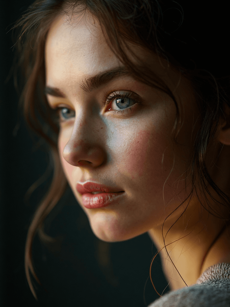 AI generated: 20-year-old woman, (highly detailed face:1.4) (smile:0.7) (dark background:1.3) <8k,hyper-realistic,...