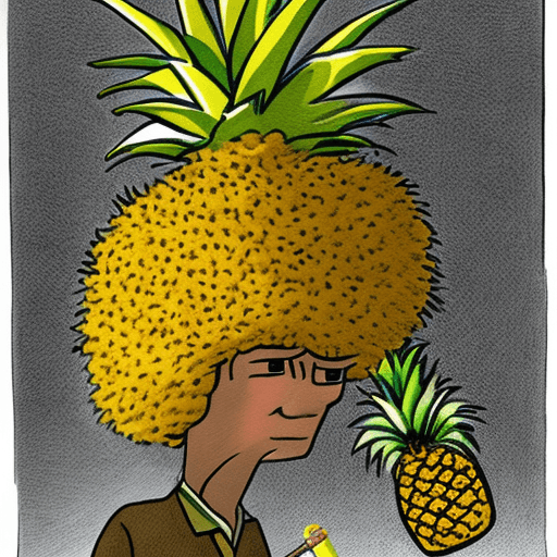 AI generated: a human consisting out of fluffy balls with a pineapple as it's head and a straw hat on top
cartoon ...