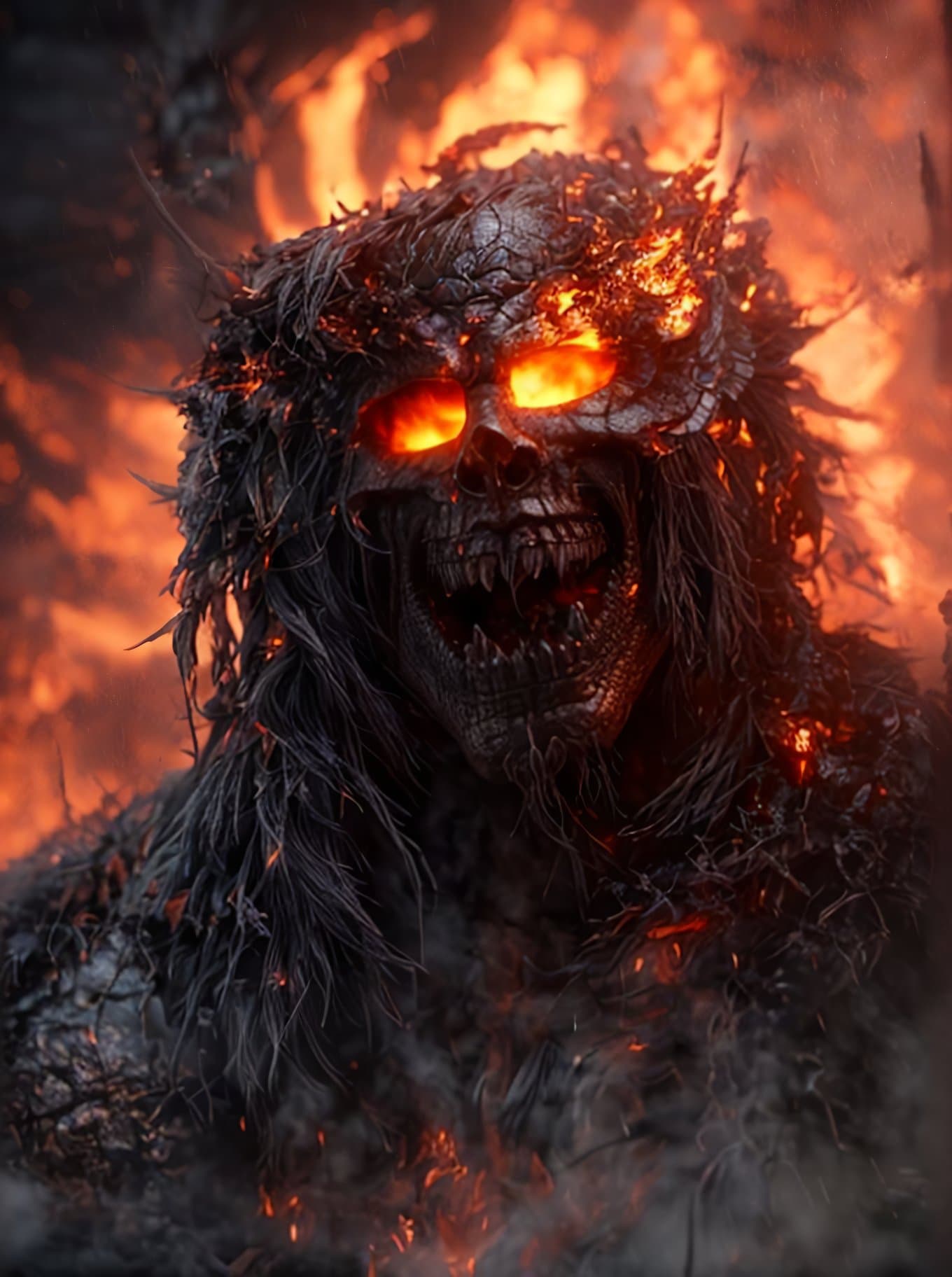 AI generated: character design, hell, fire, mist, photorealistic, octane render, unreal engine, hyper detailed, vo...