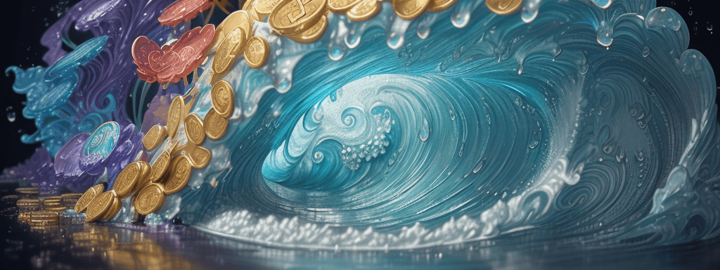 AI generated: [3d intricate, hyper detailed, volumetric lighting, illustration of a tasty wave with raindrops made...
