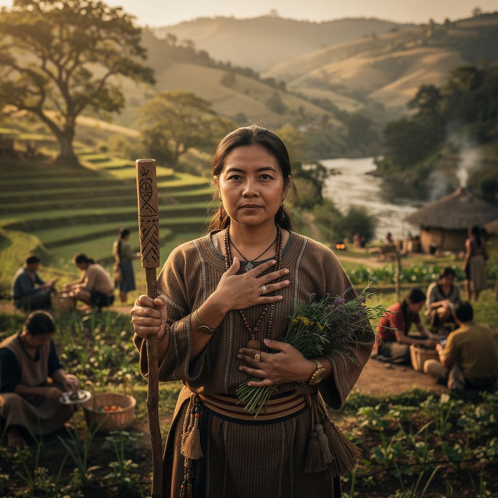 AI generated: She embodies a "gentle warrior" spirit, blending fierce resilience with deep cultural wisdom, servin...