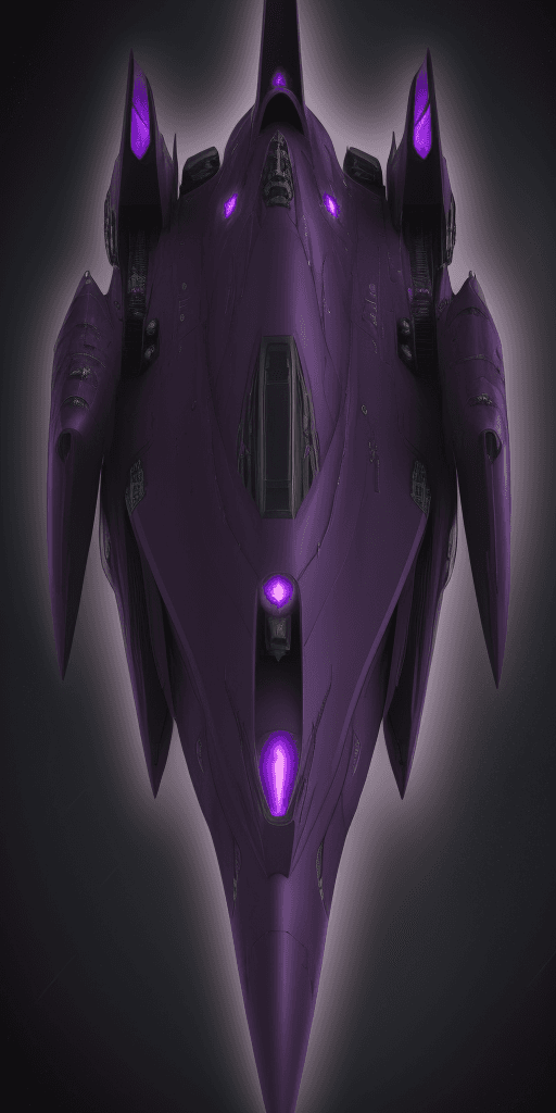 AI generated: anime spaceship, evil dark violet, new original innovative design, menacing, best resolution, best t...