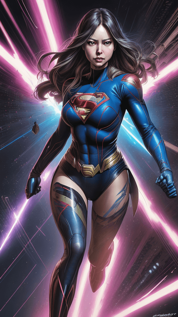 AI generated: in a complex DC Comics by Supergirl, extremely detailed eyes and perfect face, full body portrait, l...