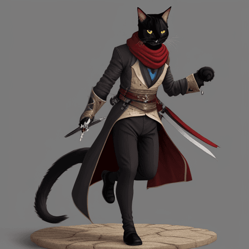 AI generated: a assassin cat with his full body