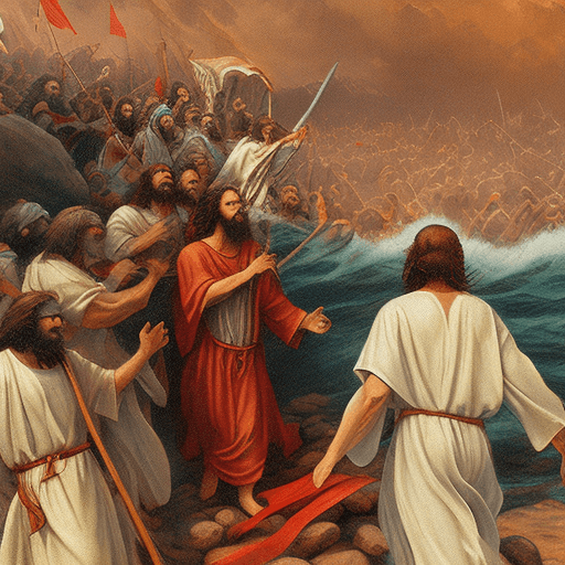 AI generated: Moses Parting the Red Sea, Digital Print, Exodus Old Testament, Sketches, Crossing the Red Sea, Jesu...