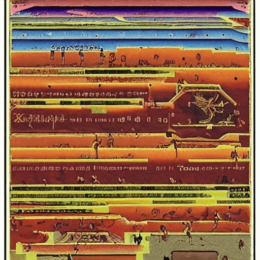 AI generated: ancient scroll diagram, bold shūji, chart, schematics, infographic, scientific, measurements, abstra...