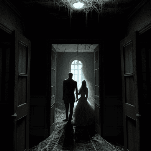 AI generated: 
Depict Phillip and Rhiannon entering a dilapidated, cobweb-infested chamber. The air is thick with ...
